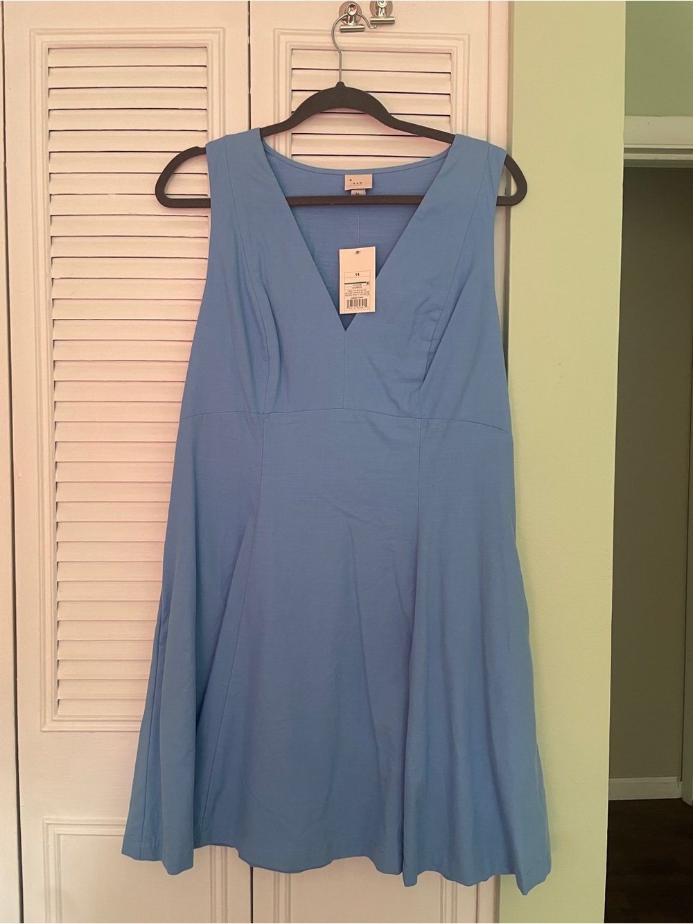 a new day Light Blue V-Neck Fit-and-Flare Midi Dress
